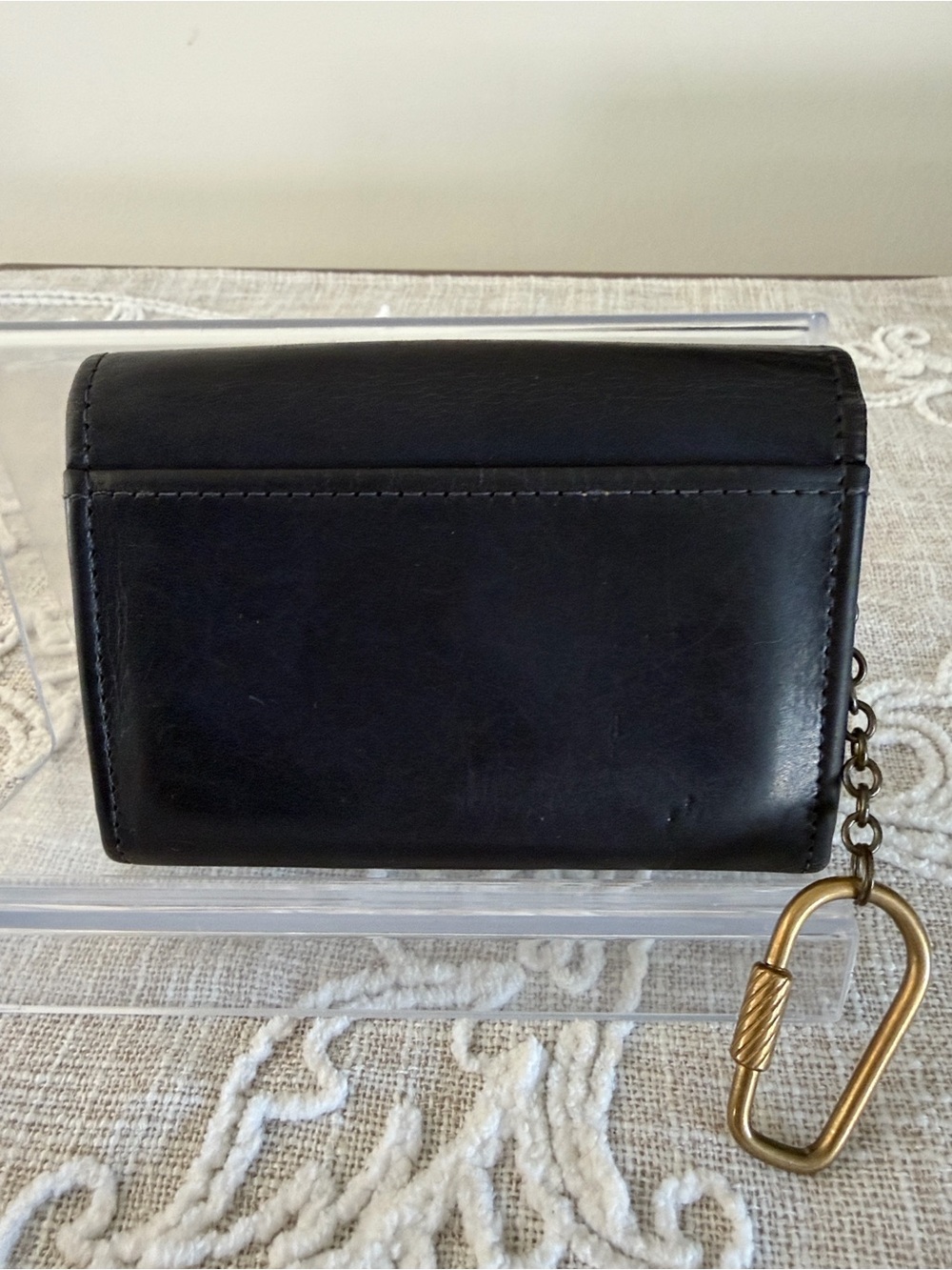 Coach Rare Vintage Tribeca Dark Blue Leather with Attached Carabiner Clip - Picture 2 of 14